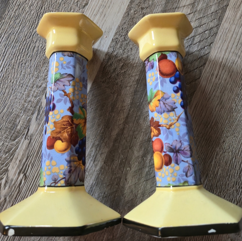 Tuscan 1920s Art Deco 450.A Antique Fruit Taper Holders Made in England Pair - Picture 6 of 12